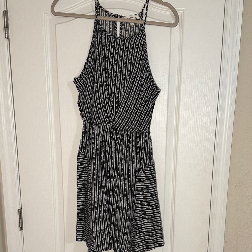 Monteau Black and White Patterned Mini Dress